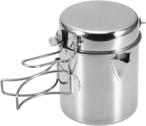 Camping Cookware Portable Outdoor Camping Pots and Pans Set Cook Gear for Family Hiking Camping Silver Stainless Steel Cooker