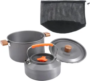 Camping Cookware Soup Pot Portable Tableware with Carrying Pouch Coffee Maker Outdoor Cooking Gear for Picnic Hiking Outdoor