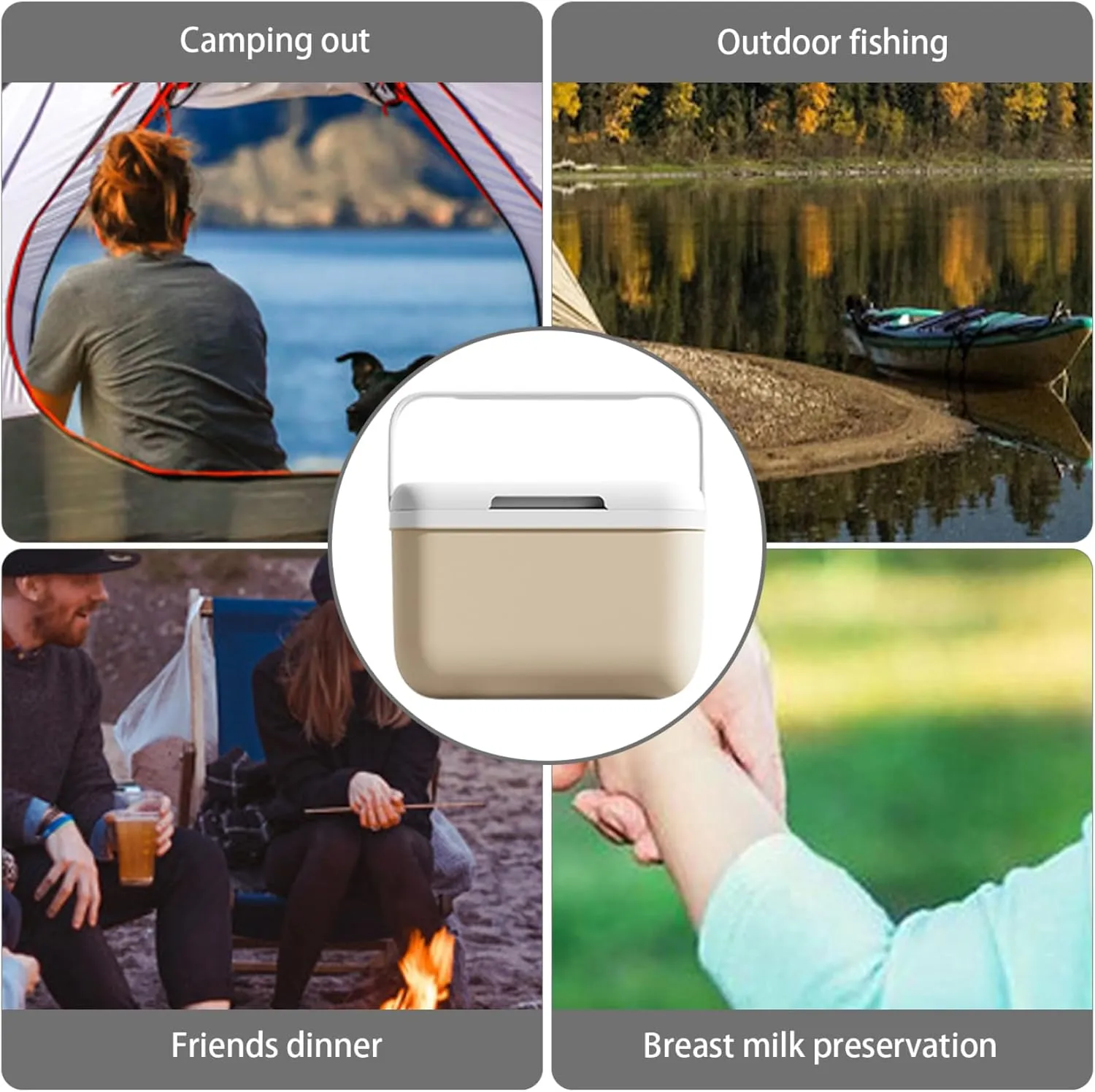 Camping Cooler, 5L Portable Ice Retention Hard Coolers Lunch Box for Outdoor Camping BBQ