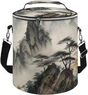 Camping Cooler Bag, Chinese Landscape Painting Print Portable Ice Pack Outdoor Cooler Bag Picnic Cooler Bag Foldable Cooler Bag, style