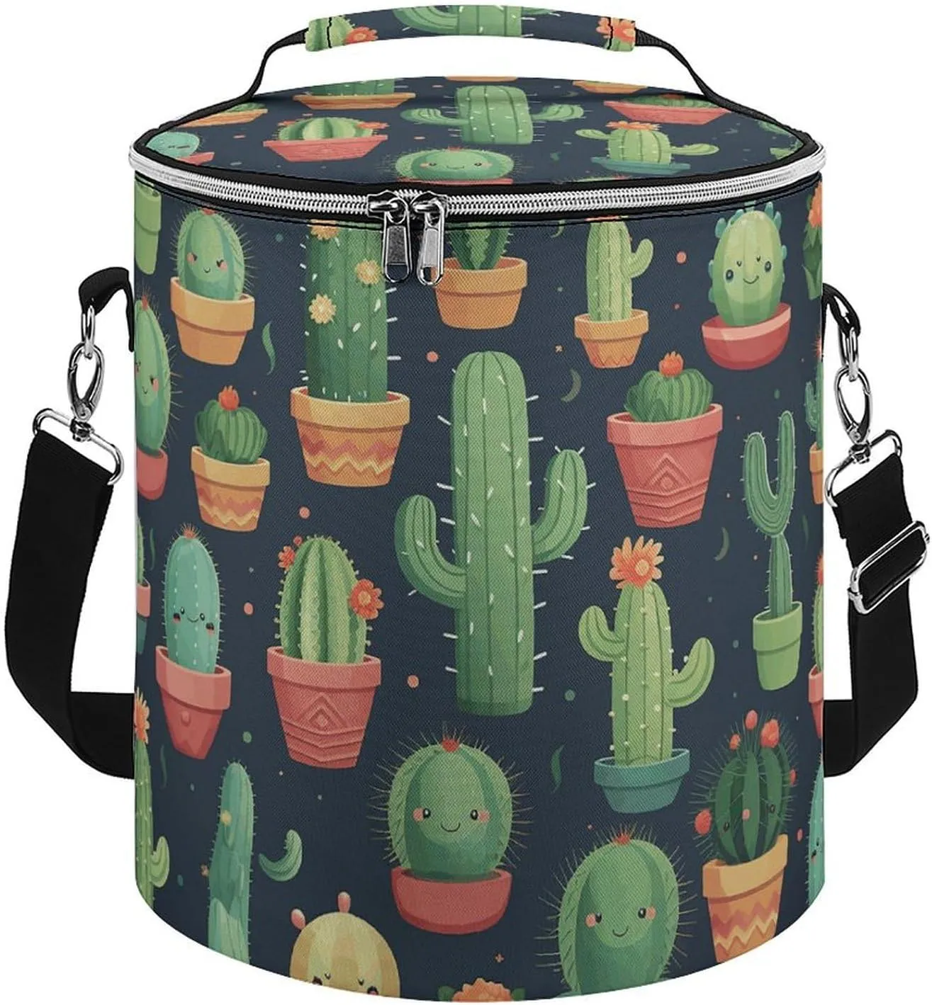 Camping Cooler Bag, Cute Cactus Seamless Illustration Print Portable Ice Pack Outdoor Cooler Bag Picnic Cooler Bag Foldable Cooler Bag, style