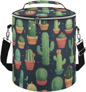 Camping Cooler Bag, Cute Cactus Seamless Illustration Print Portable Ice Pack Outdoor Cooler Bag Picnic Cooler Bag Foldable Cooler Bag, style