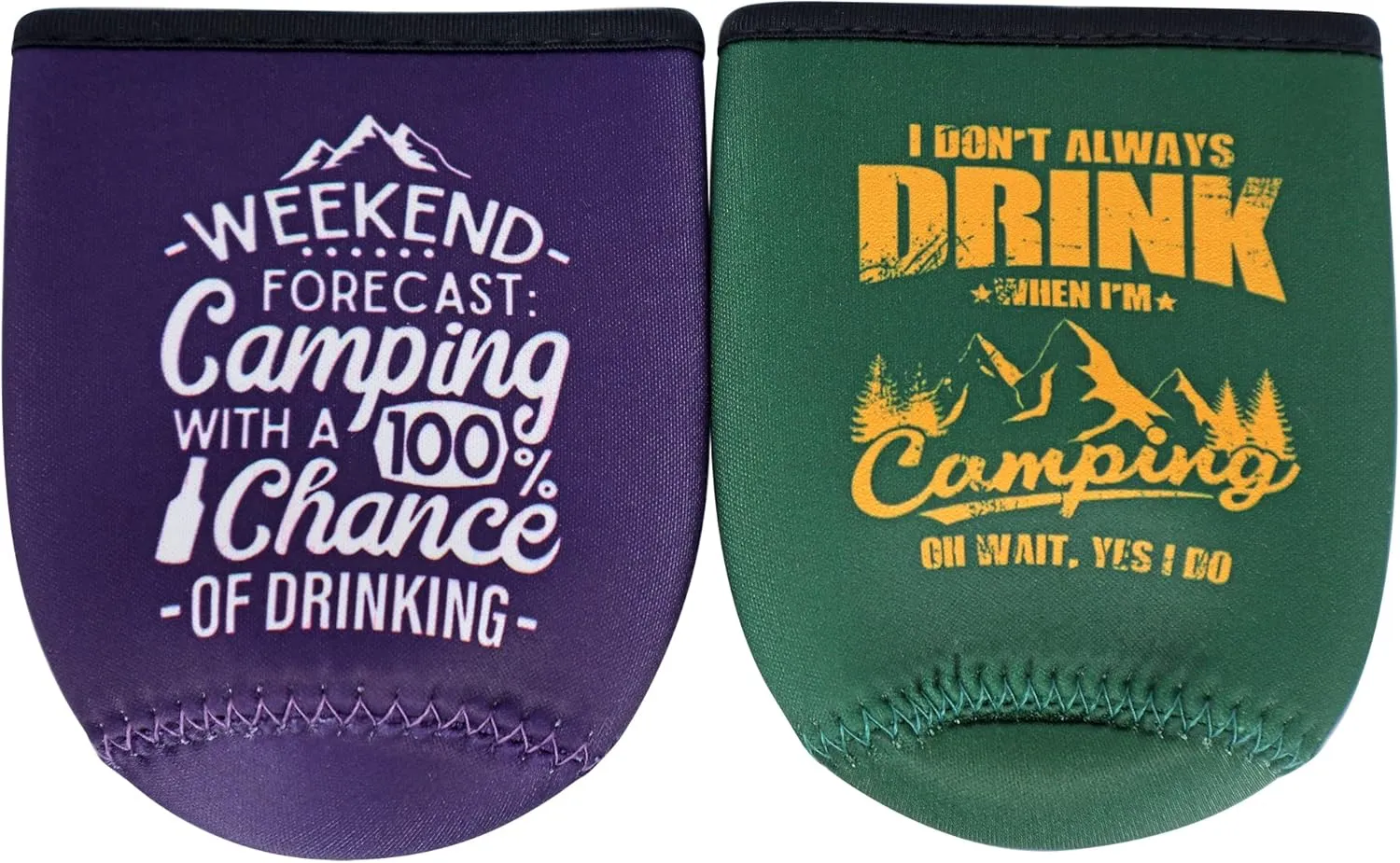 Camping Coolers Gifts for Couples - Happy Camper Must Haves, Camping Essentials, Small Gifts for People Who Have Everything, Insulated 12 oz. Coolers for Standard Stubby Cans, Funny Can Cooler Sleeves
