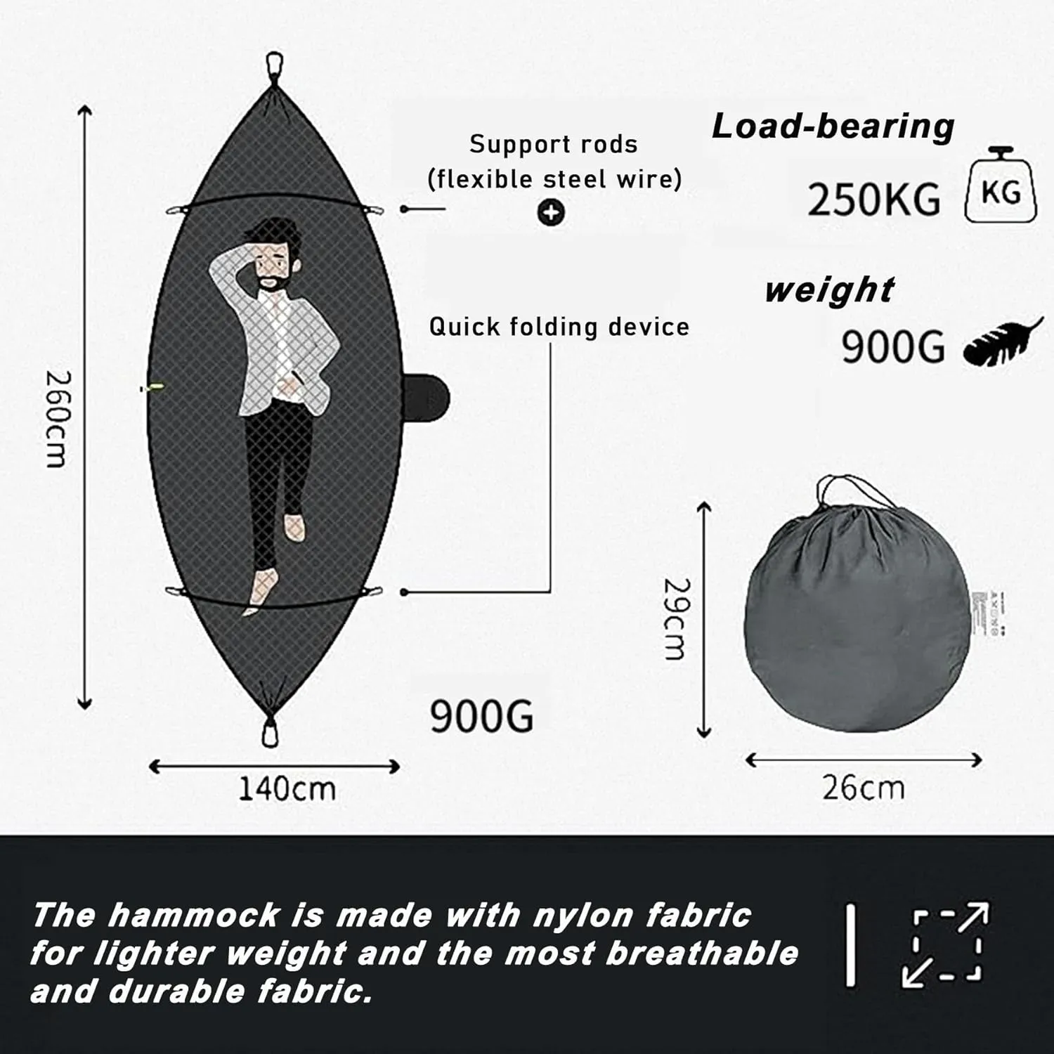 Camping Hammock，Double Hammock with Tree Straps，Soft Cotton Hammock with Carrying Bag，Travel Hammock，Best for Outdoor Hiking Survival Travel