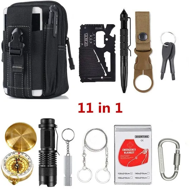 Camping kit Travel in survival Emergency Tactical Cyber Monday deal 13 Set Tools Wilderness Survival Products Outdoor Best-reviewed 1 Supplies Tool Gear EDC for