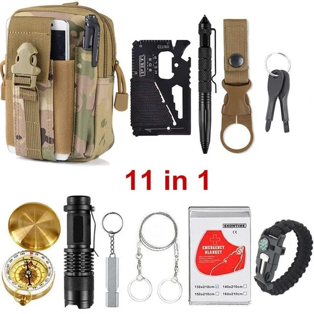 Camping kit Travel in survival Emergency Tactical Cyber Monday deal 13 Set Tools Wilderness Survival Products Outdoor Best-reviewed 1 Supplies Tool Gear EDC for