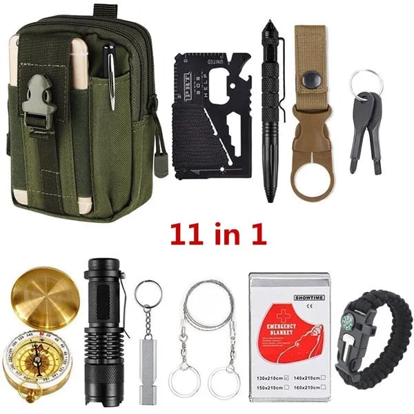 Camping kit Travel in survival Emergency Tactical Cyber Monday deal 13 Set Tools Wilderness Survival Products Outdoor Best-reviewed 1 Supplies Tool Gear EDC for