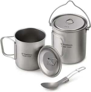 Camping Pot Set, 3 Pieces Pot Compact Camping Pans with Lid Handle Portable Camping Water Mug, for Outdoor Camping Hiking Backpacking