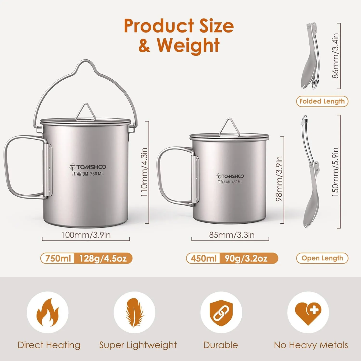 Camping Pot Set, 3 Pieces Pot Compact Camping Pans with Lid Handle Portable Camping Water Mug, for Outdoor Camping Hiking Backpacking