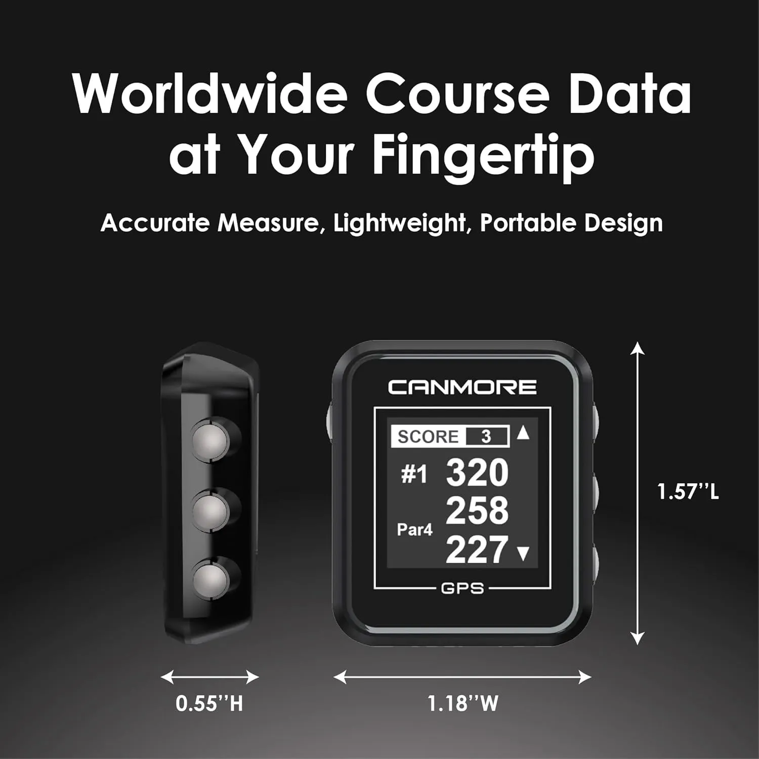 CANMORE H300 Handheld GPS Golf Device & Case, 41,000  Free Worldwide Preloaded Courses, Essential Distance Measuring Function, Powerful Magnetic Mount with Clip for Golf Cart, Bag and Belt, Black