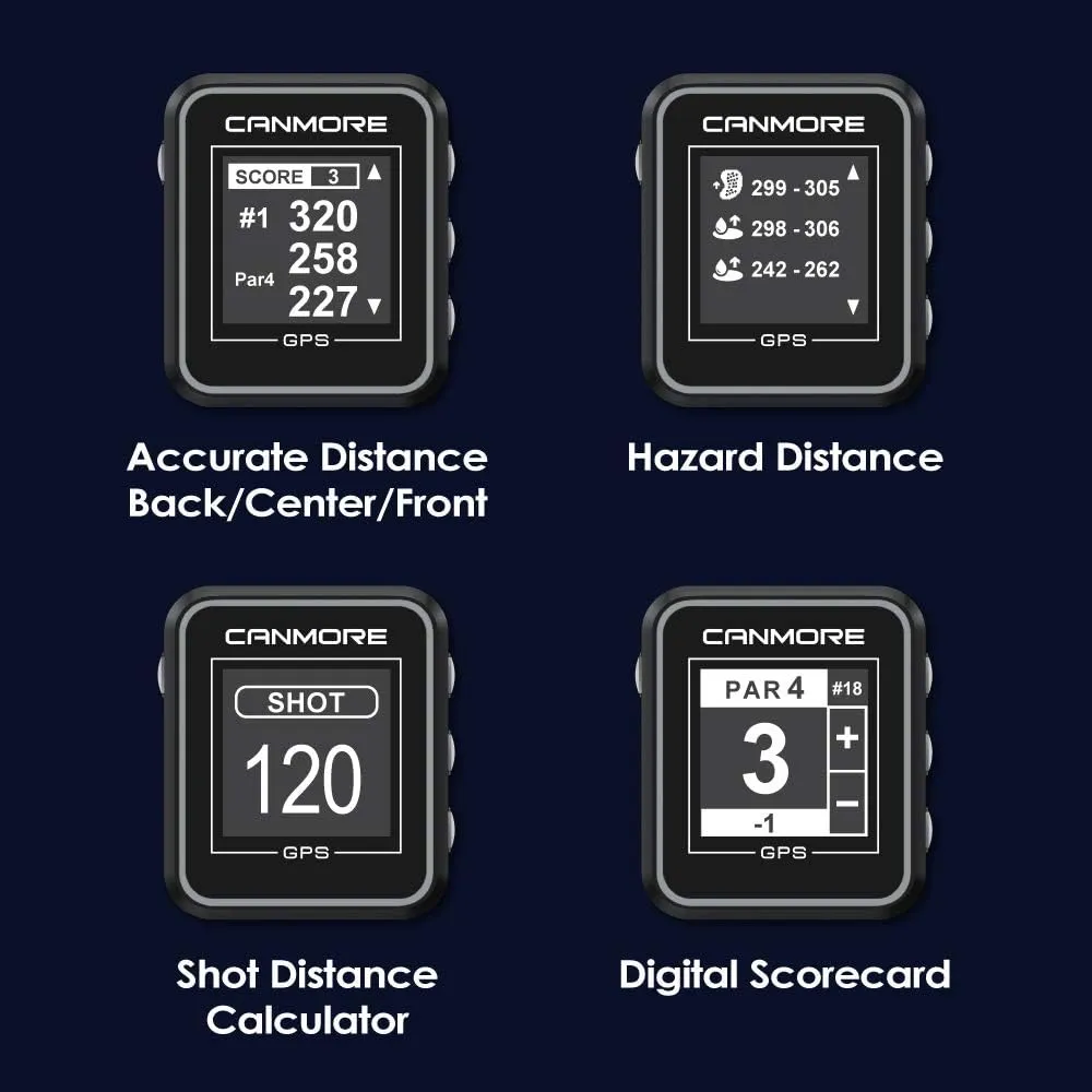 CANMORE H300 Handheld GPS Golf Device & Case, 41,000  Free Worldwide Preloaded Courses, Essential Distance Measuring Function, Powerful Magnetic Mount with Clip for Golf Cart, Bag and Belt, Black
