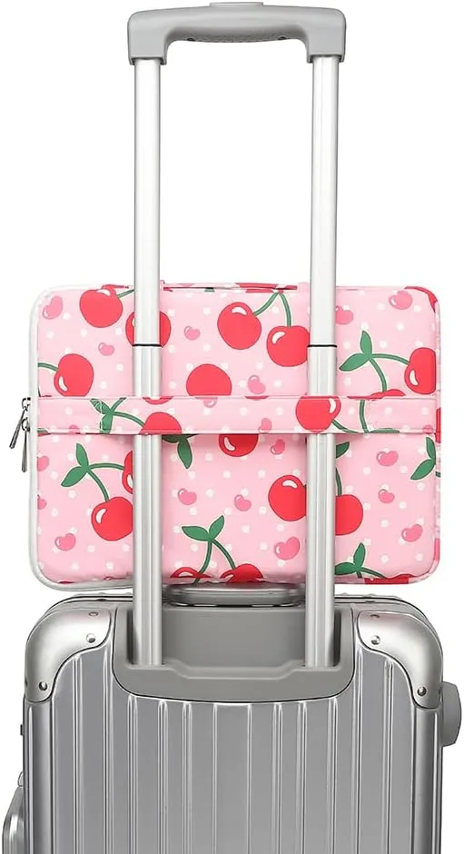 canvaslife 360° Protected Waterproof Laptop Sleeve Suitcase Bag with 3 Pockets, Laptop Bag with handling and Luggage Strap (Cherry, 15 inch-15.6 inch)