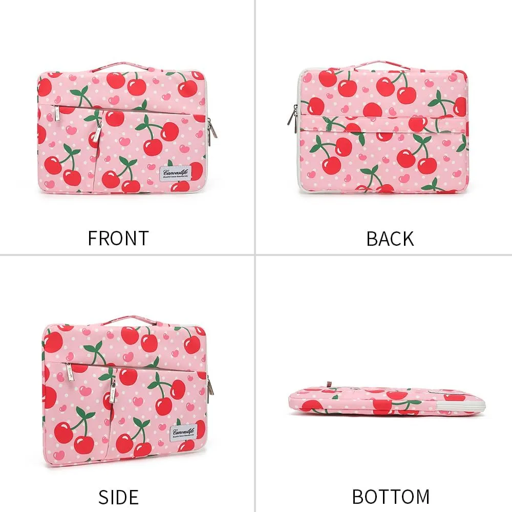 canvaslife 360° Protected Waterproof Laptop Sleeve Suitcase Bag with 3 Pockets, Laptop Bag with handling and Luggage Strap (Cherry, 15 inch-15.6 inch)