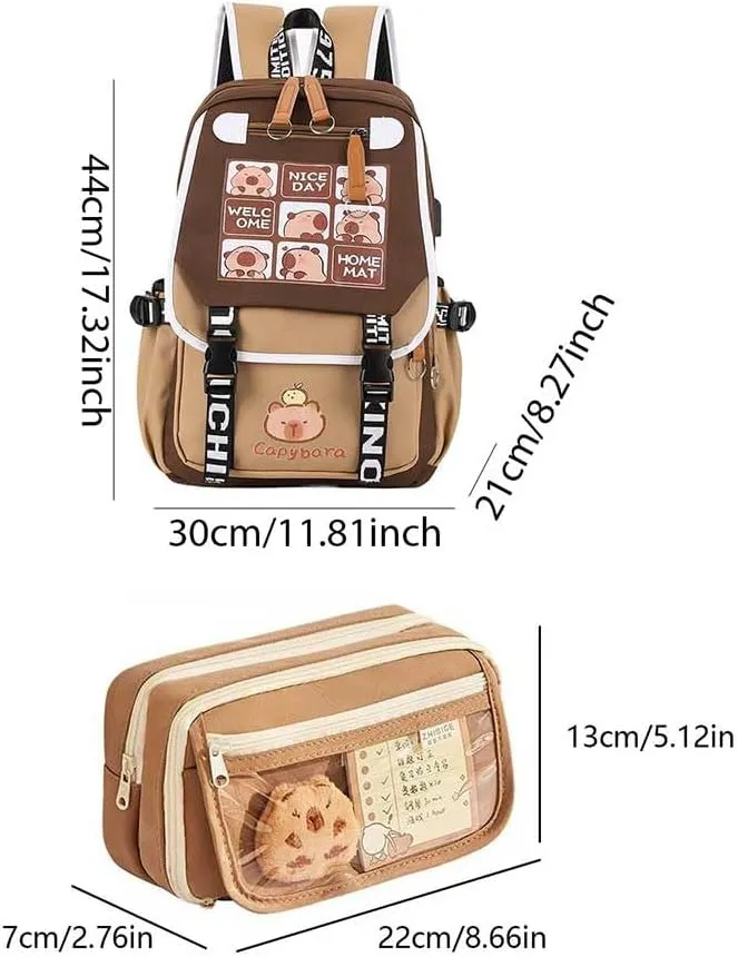 Capybara Backpack Kawaii Backpack Cute Cartoon Capybara Bag With Flap