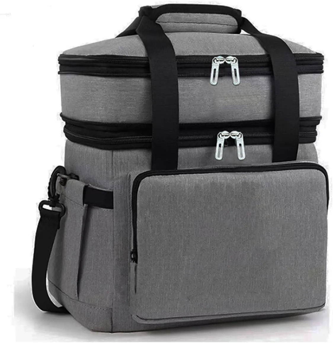 Car Camping Coolers for Ford Escort/Fiesta/Focus/Kuga/Mondeo/Mustang, Leak Proof Cooler, Portable Lightweight Ice Chest Box, Compartments Waterproof Insulated Bag,B-Grey