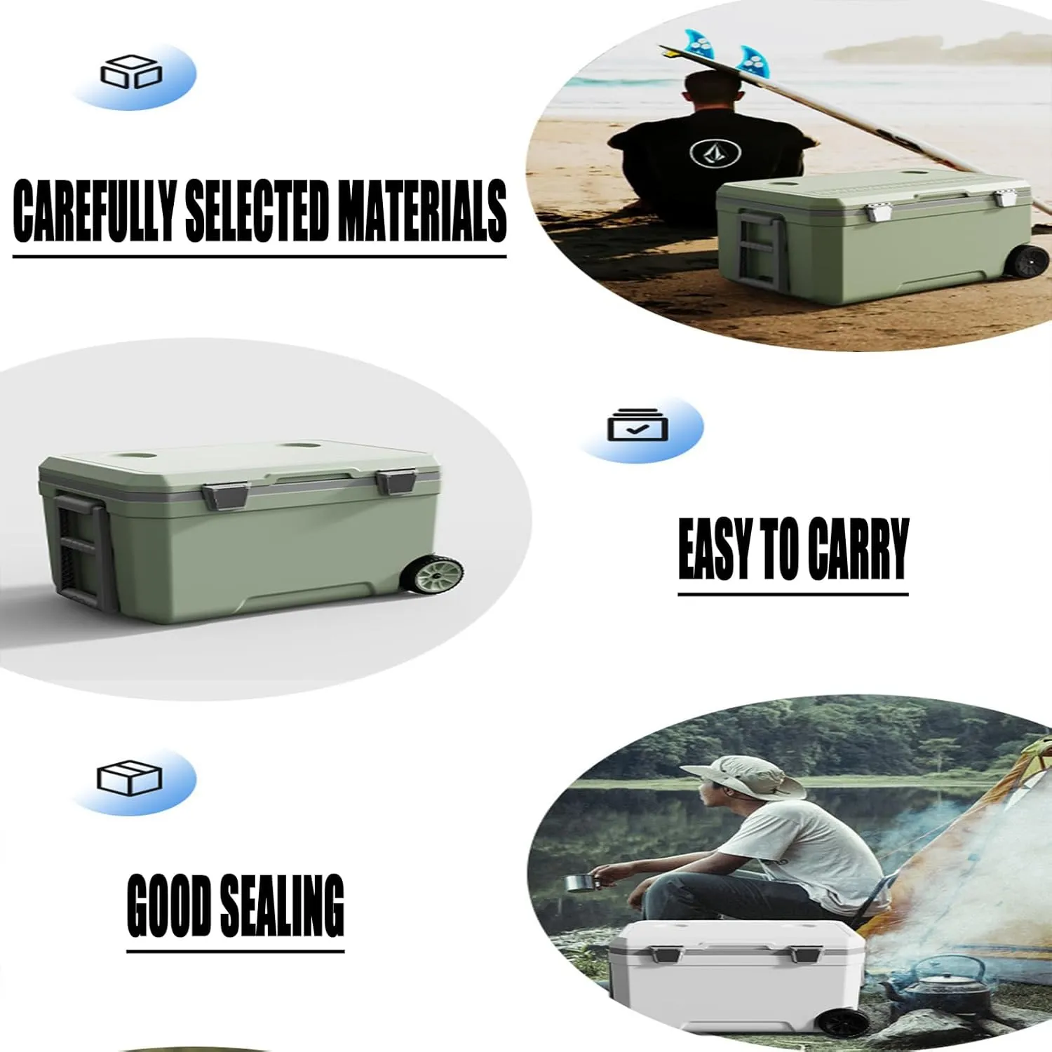 Car Camping Coolers for Infiniti QX/Q60/Q45/Q30/JX/J30/FX/EX, Waterproof Portable Cooler, Leak Proof Picnic Insulated Bag, Ultra-Light Premium Ice Chest Box,B-White-45L