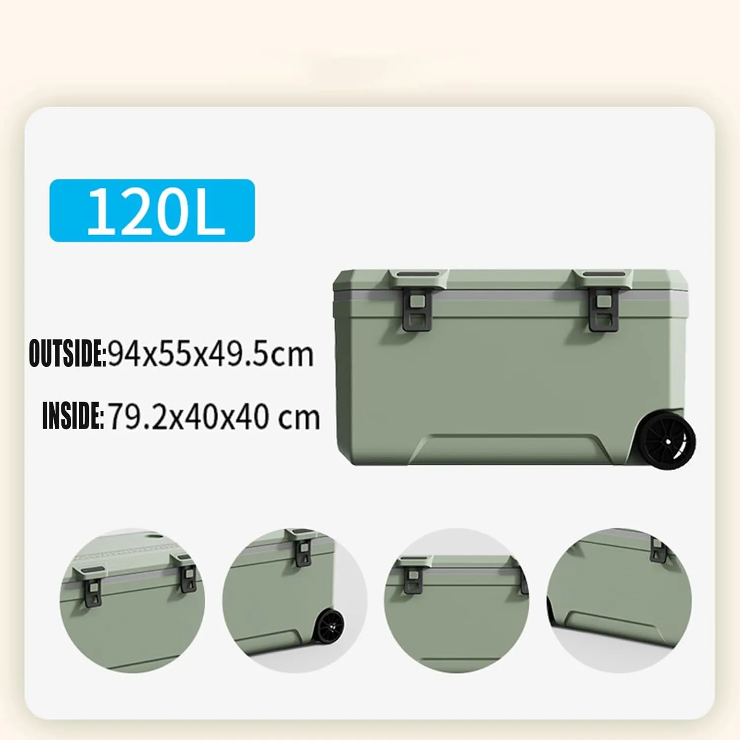 Car Camping Coolers for Kia Cerato/Clarus/Joice/Magentis/Opirus/Pregio/Pride, Waterproof Portable Cooler, Leak Proof Picnic Insulated Bag, Ultra-Light Premium Ice Chest Box,A-Green-120L