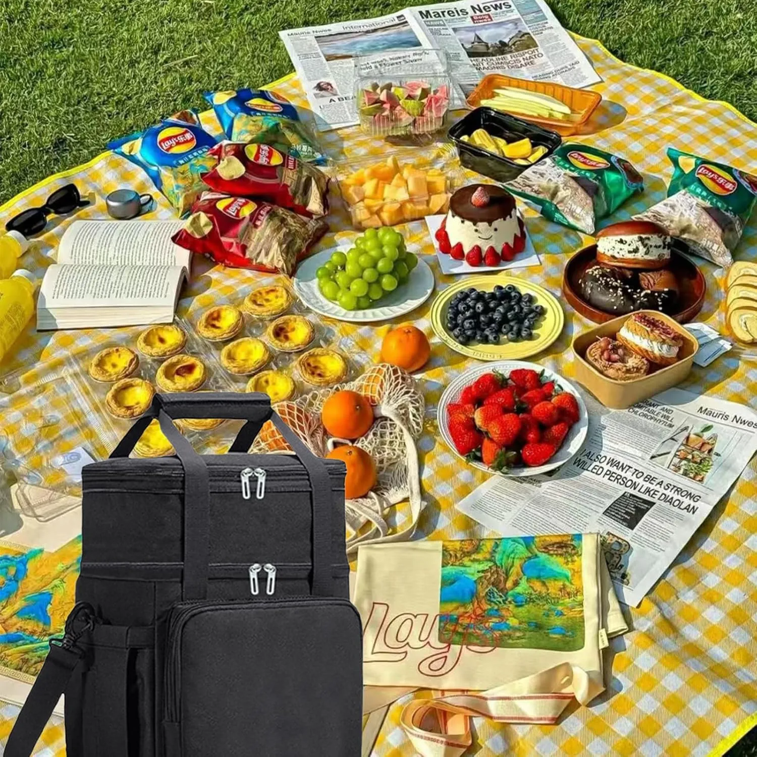 Car Camping Coolers for Maxus e-Deliver 3/e-Deliver 5/e-Terron 9/Euniq 5/Euniq 6/Euniq 7, Leak Proof Cooler, Portable Lightweight Ice Chest Box, Compartments Waterproof Insulated Bag