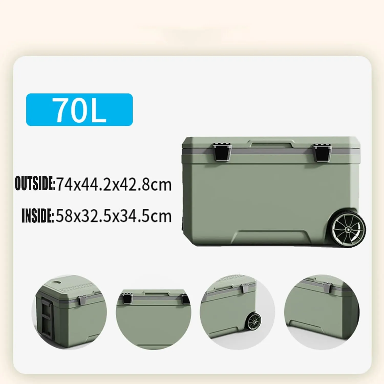 Car Camping Coolers for Mazda CX-3/CX-5/CX-30/CX-60/CX-80/MX-30, Waterproof Portable Cooler, Leak Proof Picnic Insulated Bag, Ultra-Light Premium Ice Chest Box,A-Green-70L
