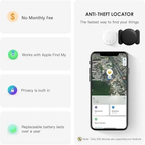 Car GPS Tracking Device for Vehicles,Cars etc,2PCS Real Time GPS Tracker for Car Work with Find My (iOS Only),Tracking Devices for Cars Hidden with Magnetic Case,No Monthly Fee(Black)