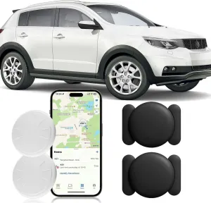 Car GPS Tracking Device for Vehicles,Cars etc,2PCS Real Time GPS Tracker for Car Work with Find My (iOS Only),Tracking Devices for Cars Hidden with Magnetic Case,No Monthly Fee(Black)