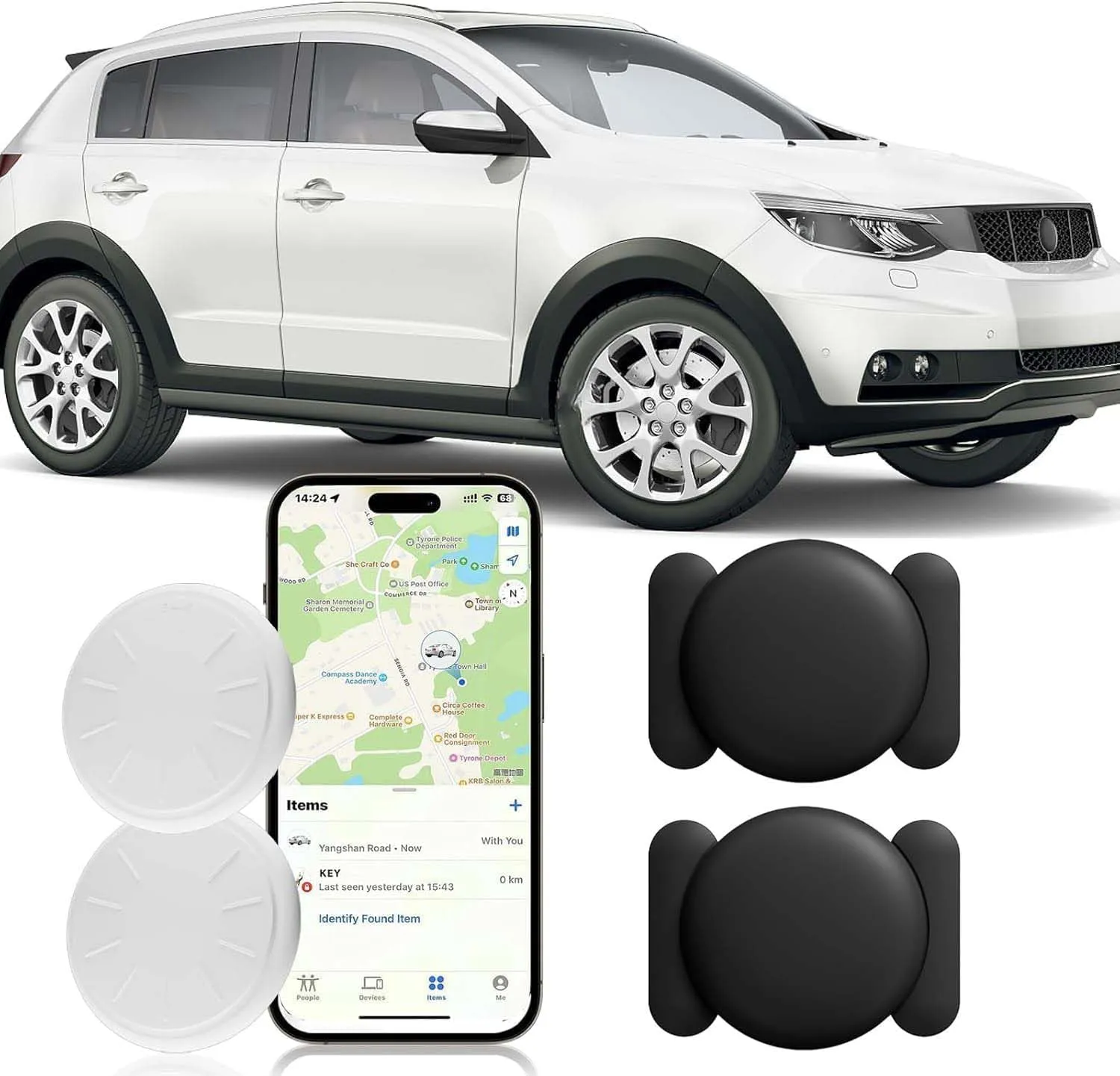 Car GPS Tracking Device for Vehicles,Cars etc,2PCS Real Time GPS Tracker for Car Work with Find My (iOS Only),Tracking Devices for Cars Hidden with Magnetic Case,No Monthly Fee(Black)