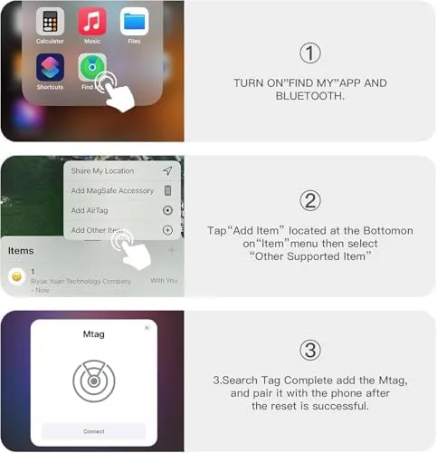 Car GPS Tracking for Vehicles,Cars etc, Work with Find My (iOS Only), Mini Vehicle Tracker with Magnetic Case, No Monthly Fee (1PCS, Black)