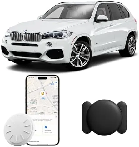 Car GPS Tracking for Vehicles,Cars etc, Work with Find My (iOS Only), Mini Vehicle Tracker with Magnetic Case, No Monthly Fee (1PCS, Black)