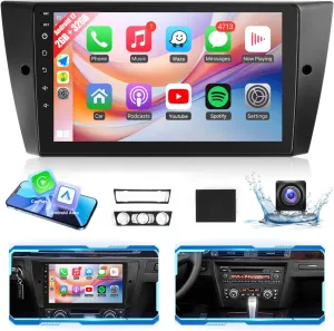 Car Stereo for BMW 3 Series 328i 335i 325i E90 E91 E92 E93 2005-2011 Radio Wireless CarPlay Android Auto, Leadfan 9-in IPS Touch Screen for BMW 328i Stereo BT/FM DSP/GPS/WiFi/SWC   CANBUS   Camera