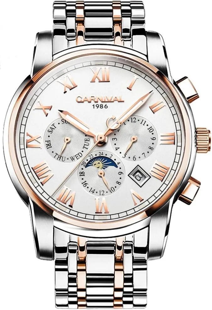 Carnival Men's Complications Calendar Automatic Mechanical Watch