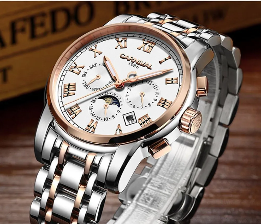 Carnival Men's Complications Calendar Automatic Mechanical Watch