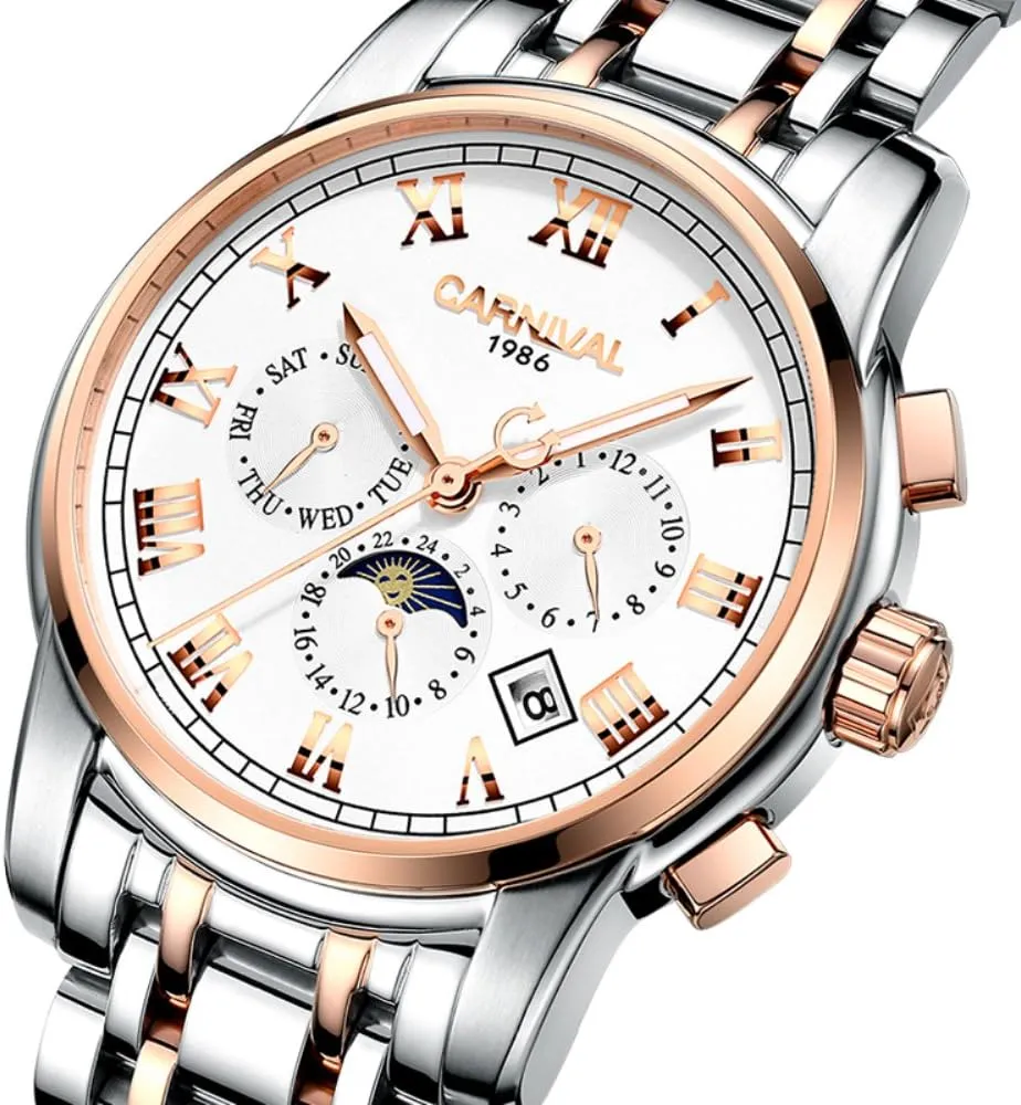 Carnival Men's Complications Calendar Automatic Mechanical Watch