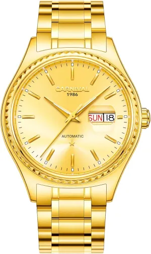 Carnival Men's Japan Automatic Mechanical Watch with Gold Plated Case