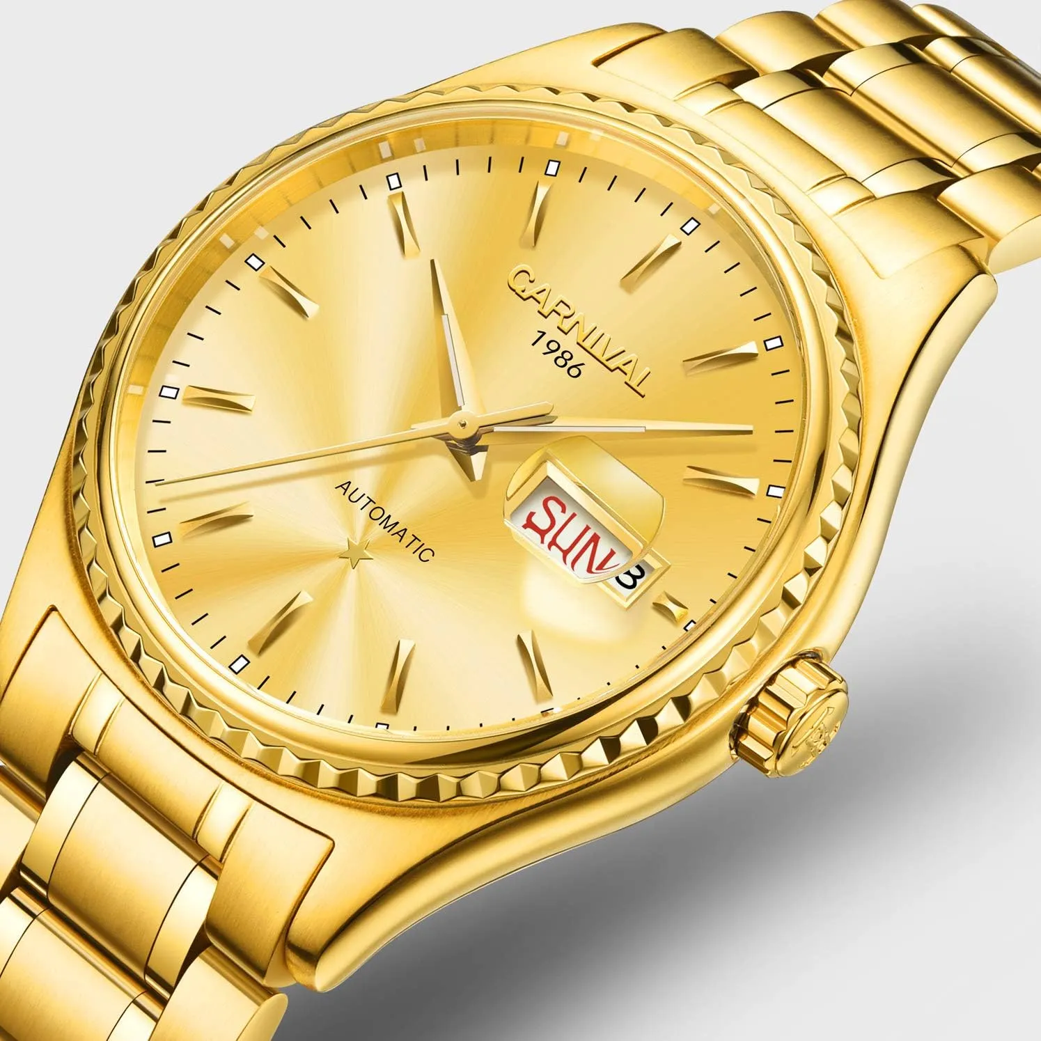 Carnival Men's Japan Automatic Mechanical Watch with Gold Plated Case