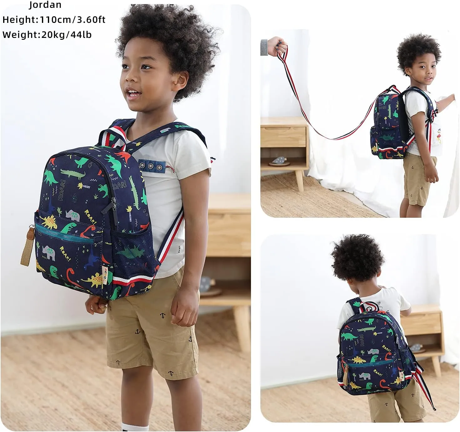 Cartoon Bus 12 Kindergarten Backpack for Kids Girls and Boys,Waterproof Preschool Toddler Backpack Wiht Leash and Safety Harness(Blue)