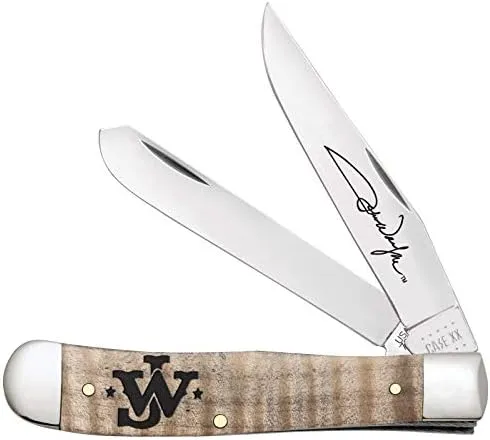 CASE XX John Wayne Smooth Curly Maple Wood Trapper Stainless Pocket Knife Knives