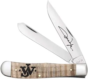 CASE XX John Wayne Smooth Curly Maple Wood Trapper Stainless Pocket Knife Knives