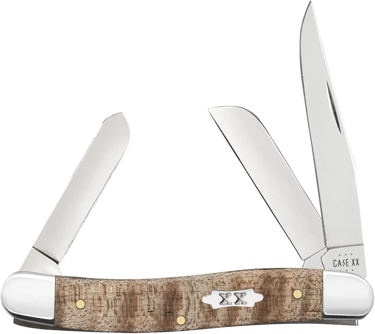 Case XX Pocket Knife NATURAL CURLY MAPLE SMOOTH MEDIUM STOCKMAN W/TIN Item #71232-7318 SS - Length Closed: 3 5/8Inches
