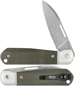 Case XX WR Pocket Knife, HIGHBANKS - SMOOTH OD GREEN CANVAS MICARTA ItemNumber 42231 - (HIGHBANKS CPM20CV) Length Closed: 4 Inches