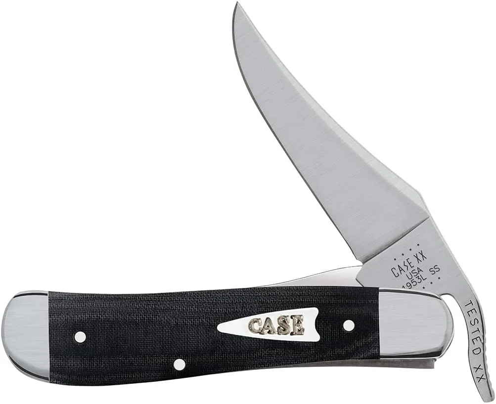 Case XX WR POCKET KNIFE RUSSLOCK - SMOOTH BLACK MICARTA, ITEM 27734, LENGTH CLOSED 4 1/4 INCH (101953L SS)