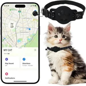 Cat Tracker GPS Collar for Cats Electronic Pet Locator Waterproof Compatible with Apple Find My No Monthly Fee Ideal for Small to Large Cats Advanced Tracking Solution Smart Collar for Pet Safety