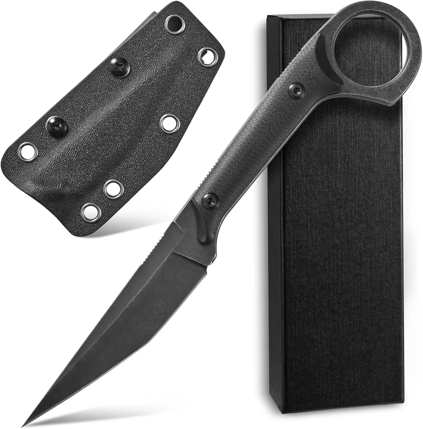 Ccanku C1140 Fixed Blade Knife,D2 Blade G10 Handle EDC Tool Knife for Outdoor, Survival, Hiking, Camping(Black)
