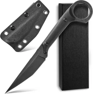 Ccanku C1140 Fixed Blade Knife,D2 Blade G10 Handle EDC Tool Knife for Outdoor, Survival, Hiking, Camping(Black)