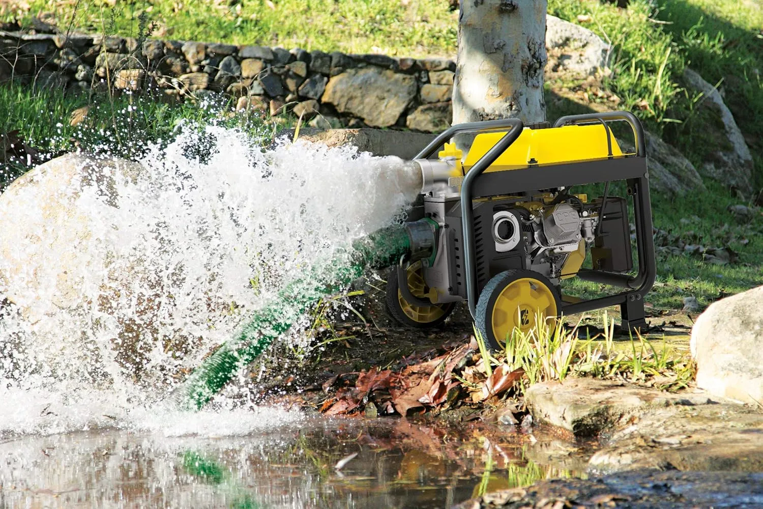 Champion Power Equipment 3-Inch Gas-Powered Semi-Trash Water Transfer Pump with Hose and Wheel Kit