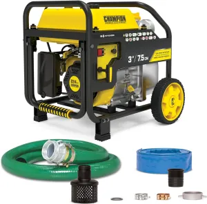 Champion Power Equipment 3-Inch Gas-Powered Semi-Trash Water Transfer Pump with Hose and Wheel Kit