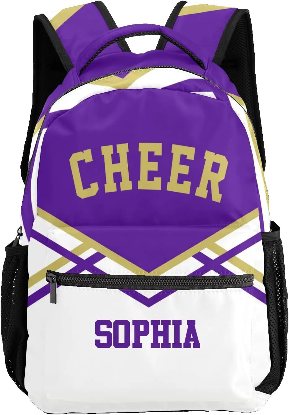 Cheer Cheerleader Purple Backpack Personalized Waterproof Casual Daypack Gift for Holiday Birthday