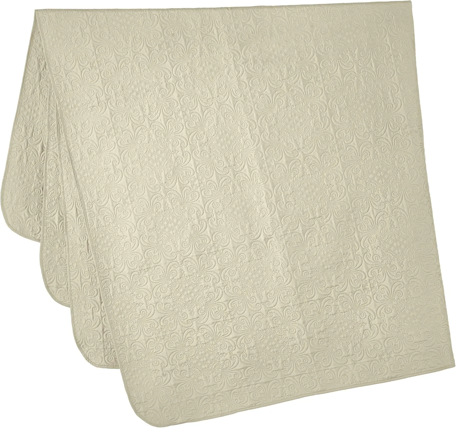 Chezmoi Collection Luca 3-Piece Oversized Bedspread Set, King Size, Beige - Summer Quilt Lightweight Microfiber Bedspread 118 x 106 - Floral Medallion Pattern Coverlet for All Season