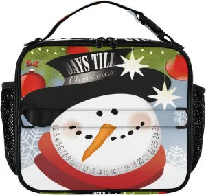 Christmas Funny Snowman Lunch Box Advent Calendar Meal Tote Kids Lunch Bag Insulated Reusable Cooler Soft Shoulder Bag Mini Cooling Back to School