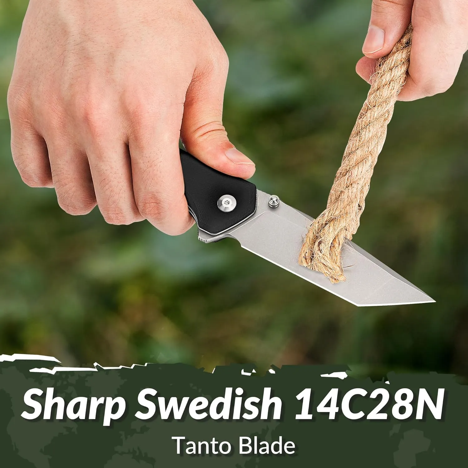 CIVIVI Brazen Folding Knife, Button Lock Pocket Knife with 3.46'' Swedish 14C28N Tanto Blade, Ultra-Grip G10 Handle, Low Profile Clip for EDC C19059C-1 (Black)