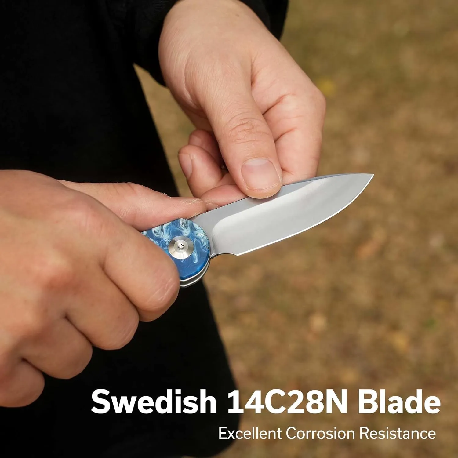 CIVIVI Elementum Slip Joint Pocket Knife for EDC, Folding Knife with 2.96" Swedish 14C28N Blade Resin Handle C18062AJ-4